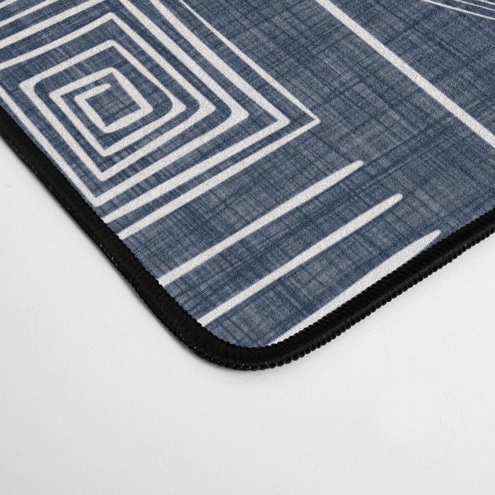 Mudcloth Inspired Navy Blue Small Scale Pattern Desk Mat Gallery Image 4