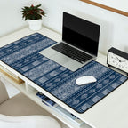 Mudcloth Inspired Navy Blue Small Scale Pattern Desk Mat Gallery Image 2