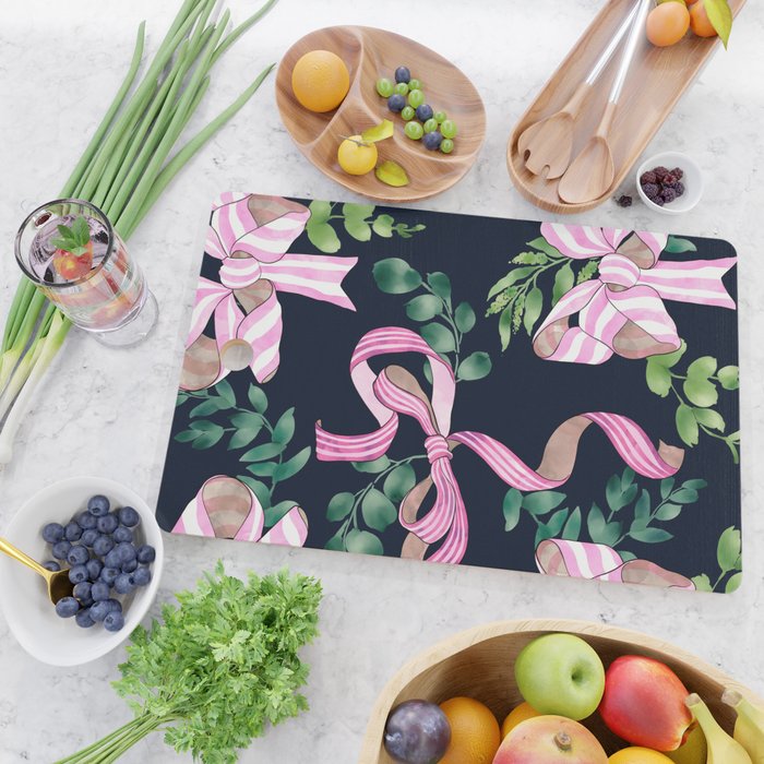 Whimsical Cheerful Bows Plants Cutting Board Gallery Image 2
