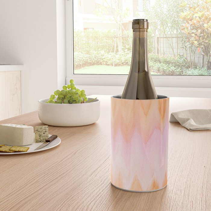 Blush pink orange watercolor hand painted ombre ikat Wine Chiller Gallery Image 4
