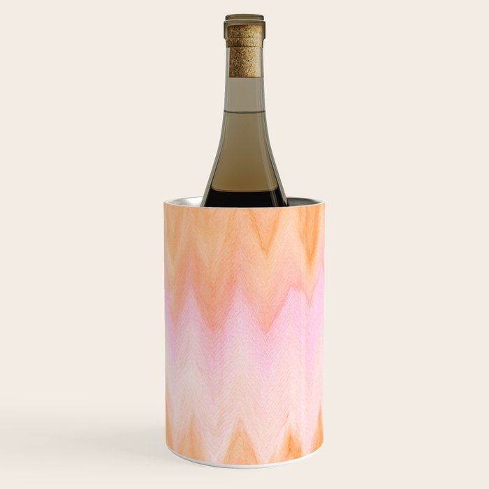 Blush pink orange watercolor hand painted ombre ikat Wine Chiller Gallery Image 1