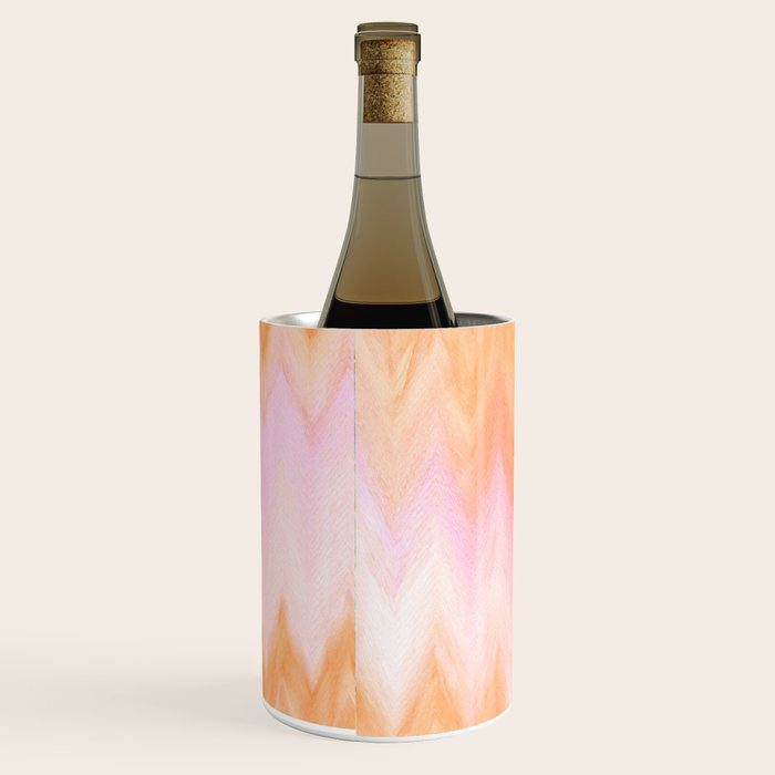 Blush pink orange watercolor hand painted ombre ikat Wine Chiller Gallery Image 2