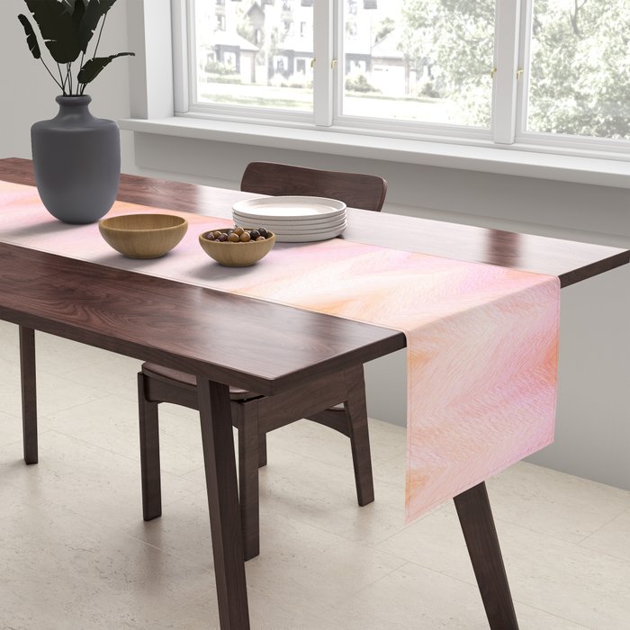 Blush pink orange watercolor hand painted ombre ikat Table Runner Gallery Image 2