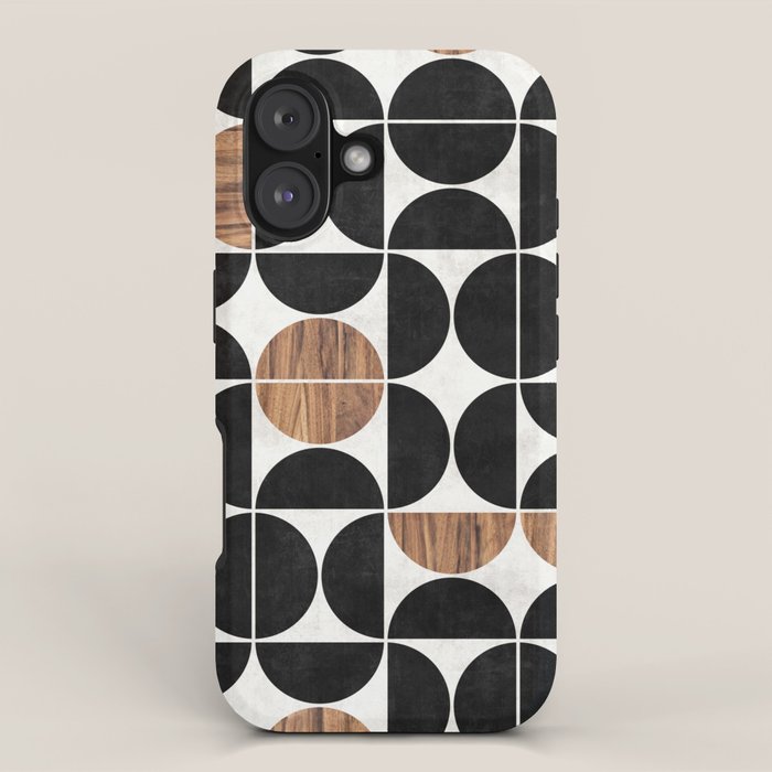 Mid-Century Modern Pattern No.1 - Concrete and Wood iPhone Case Gallery Image 1