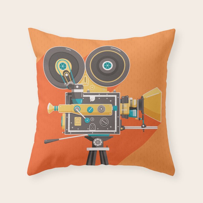 Cine Orange Lens Throw Pillow Gallery Image 1