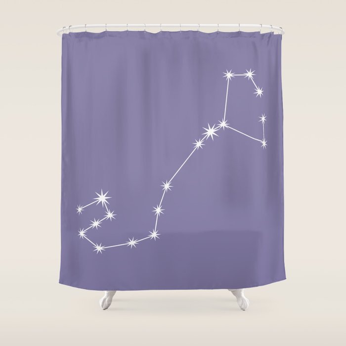 Scorpio Zodiac Star Constellation Line Art Lavender Purple Shower Curtain Gallery Image 1