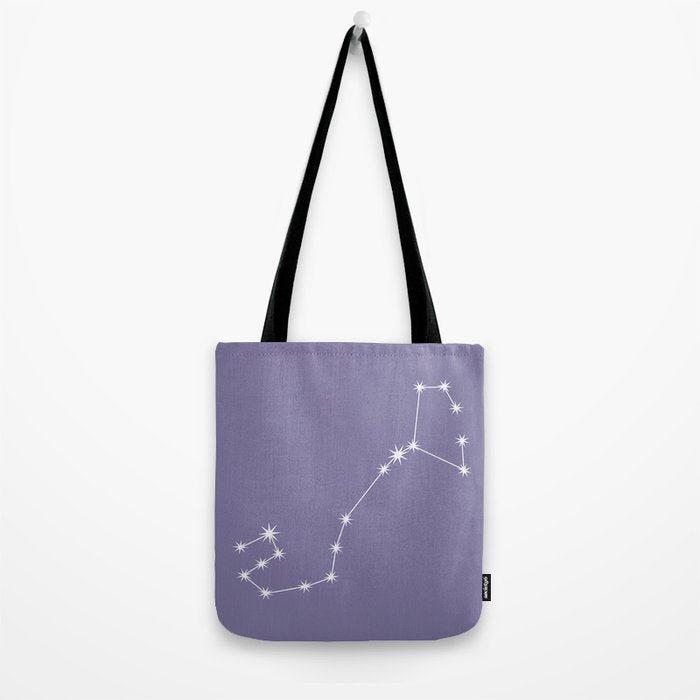 Scorpio Zodiac Star Constellation Line Art Lavender Purple Tote Bag Gallery Image 2
