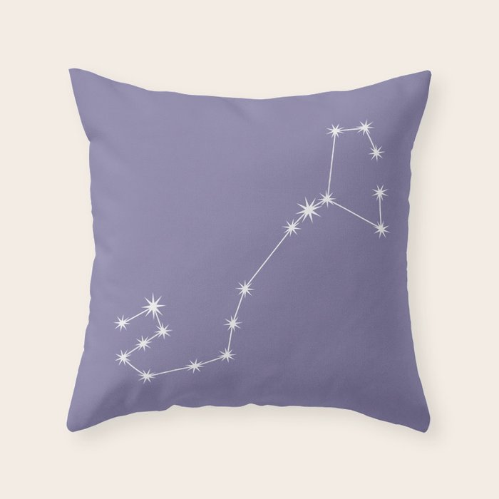 Scorpio Zodiac Star Constellation Line Art Lavender Purple Throw Pillow Gallery Image 1
