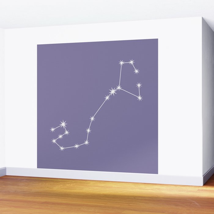 Scorpio Zodiac Star Constellation Line Art Lavender Purple Wall Mural Gallery Image 2
