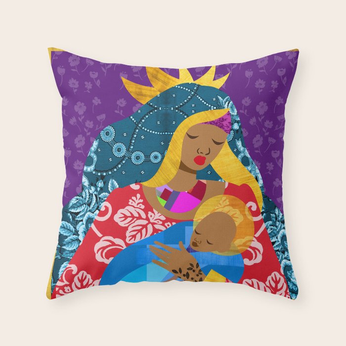 Virgin Mary and Child Throw Pillow Gallery Image 6