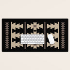 Southwestern Pattern 132 Black and Beige Desk Mat Gallery Image 1