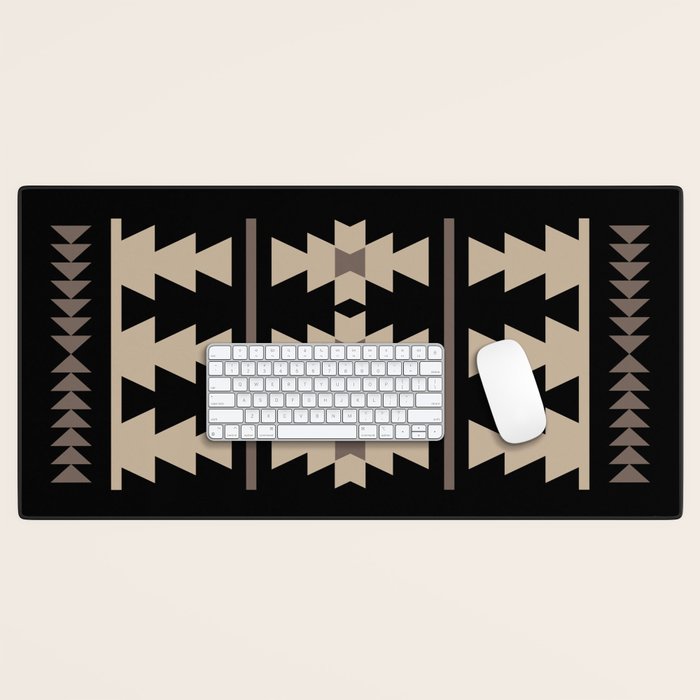 Southwestern Pattern 132 Black and Beige Desk Mat Gallery Image 1