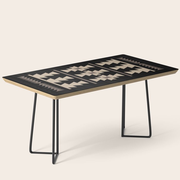 Southwestern Pattern 132 Black and Beige Coffee Table Gallery Image 1