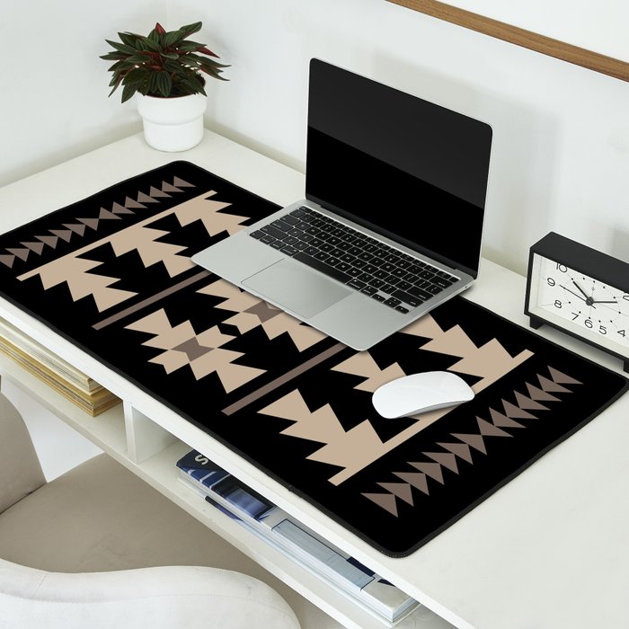Southwestern Pattern 132 Black and Beige Desk Mat Gallery Image 2