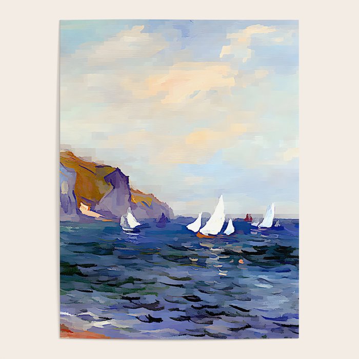 Claude Monet - Cliffs and Sailboats at Pourville Poster Gallery Image 1