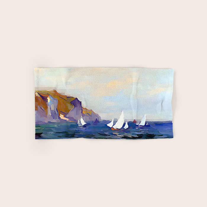 Claude Monet - Cliffs and Sailboats at Pourville Bath Towel Gallery Image 1