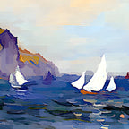Claude Monet - Cliffs and Sailboats at Pourville Coffee Mug Gallery Image 2