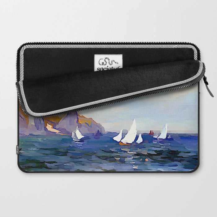 Claude Monet - Cliffs and Sailboats at Pourville Laptop Sleeve Gallery Image 2