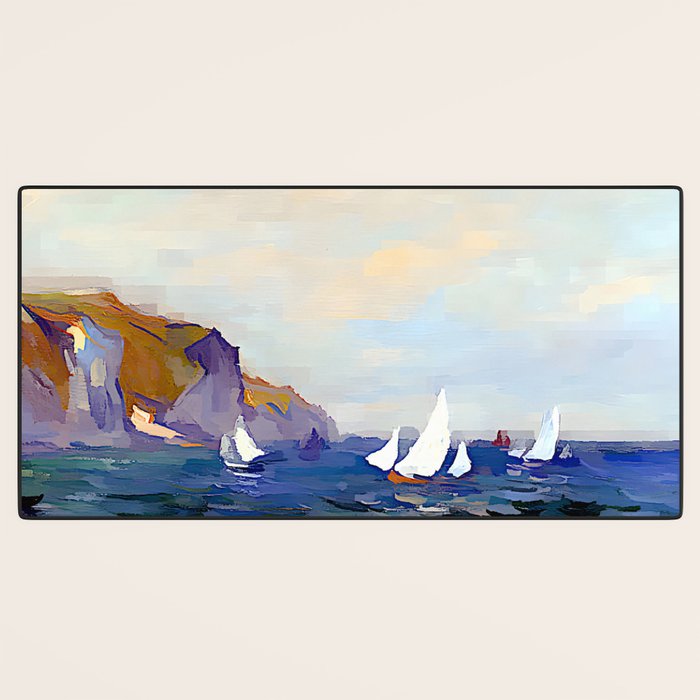 Claude Monet - Cliffs and Sailboats at Pourville Desk Mat Gallery Image 3