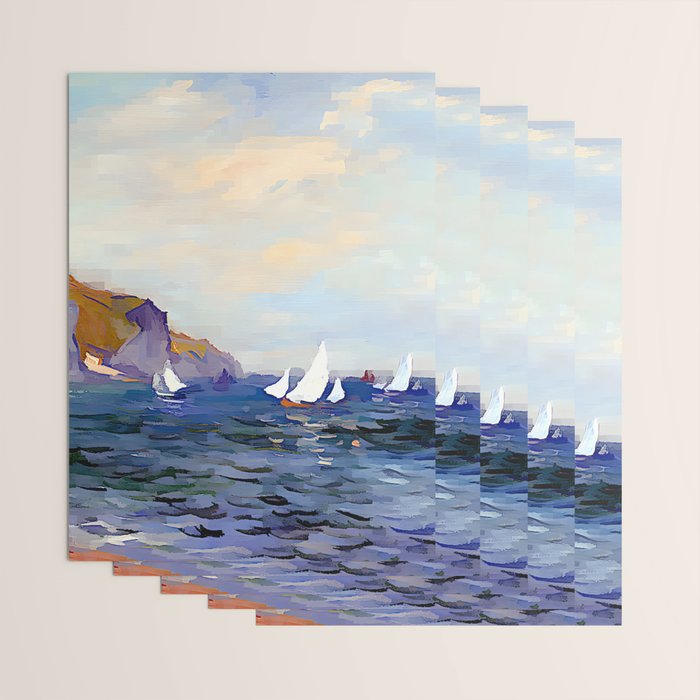 Claude Monet - Cliffs and Sailboats at Pourville Wrapping Paper Gallery Image 3