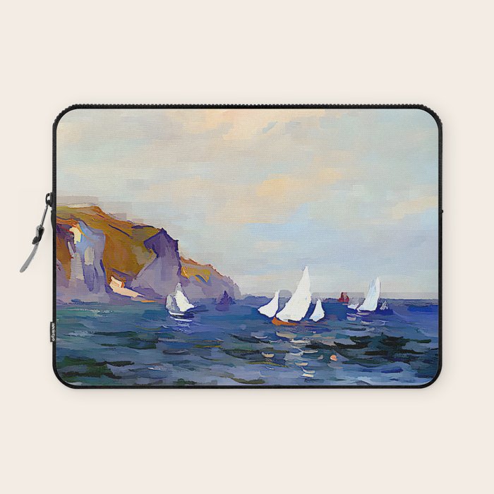 Claude Monet - Cliffs and Sailboats at Pourville Laptop Sleeve Gallery Image 1