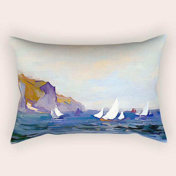 Claude Monet - Cliffs and Sailboats at Pourville Rectangular Pillow Gallery Image 1