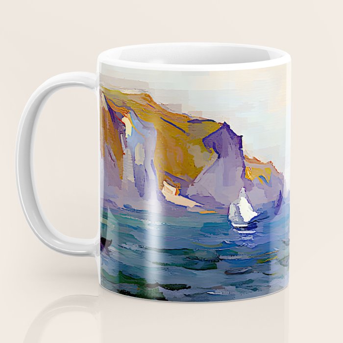 Claude Monet - Cliffs and Sailboats at Pourville Coffee Mug Gallery Image 3