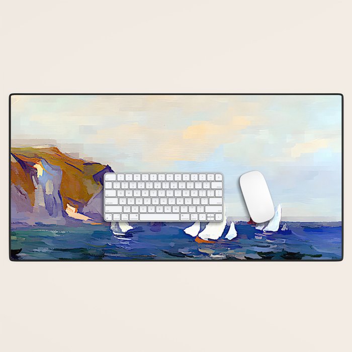 Claude Monet - Cliffs and Sailboats at Pourville Desk Mat Gallery Image 1