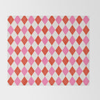 Pink and Red Argyle Throw Blanket Gallery Image 2