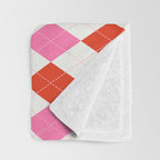 Pink and Red Argyle Throw Blanket Gallery Image 3
