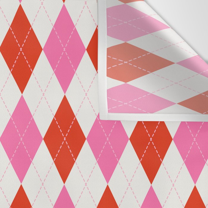 Pink and Red Argyle Wall Tapestry Gallery Image 3