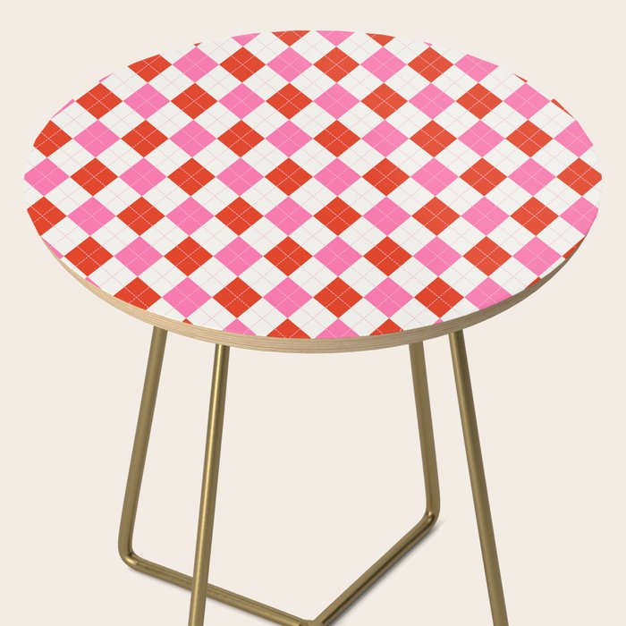 Pink and Red Argyle Side Table Gallery Image 2