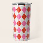 Pink and Red Argyle Travel Mug Gallery Image 1
