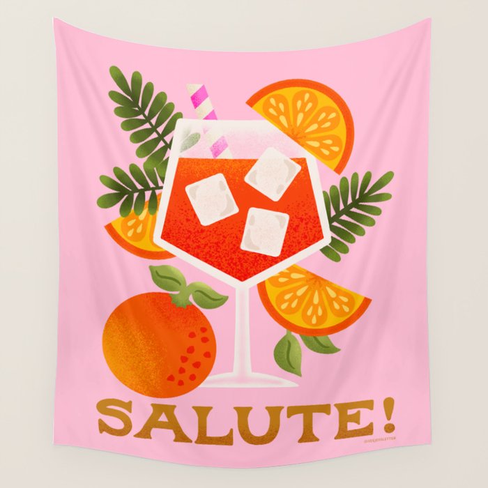 Orange Spritz - Amalfi Coast Cocktails Wall Tapestry Gallery Image 4