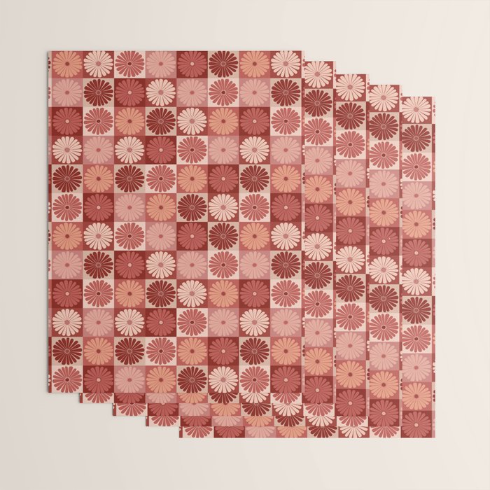 Retro Flowers Check Pattern XI Wrapping Paper Gallery Image 3