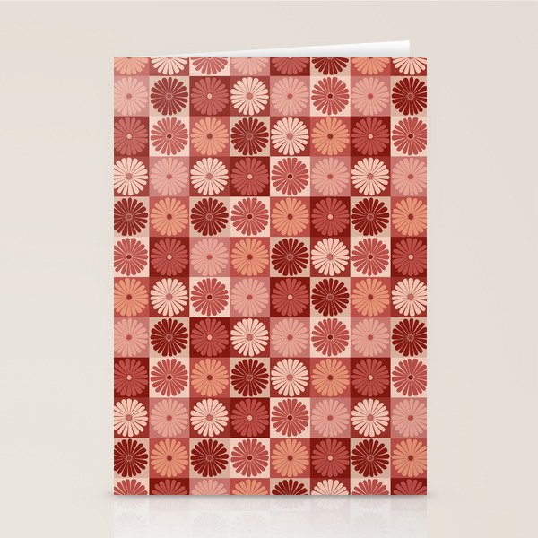 Retro Flowers Check Pattern XI Stationery Card Gallery Image 2