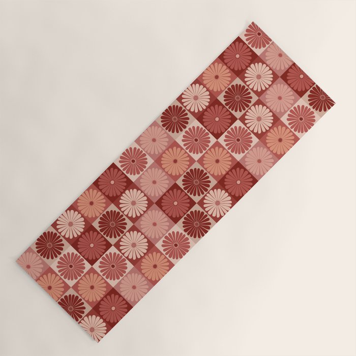 Retro Flowers Check Pattern XI Yoga Mat Gallery Image 1