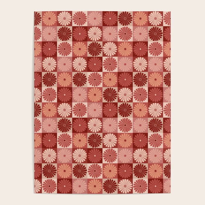 Retro Flowers Check Pattern XI Poster Gallery Image 4