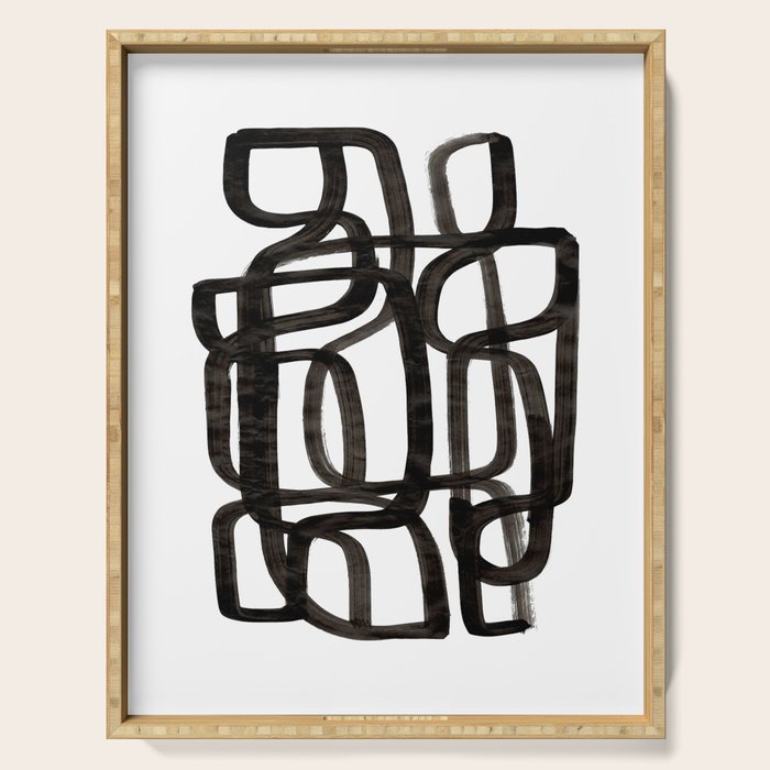 'Writing On The Wall' Mid Century Modern Fun Abstract Shapes  Serving Tray Gallery Image 1