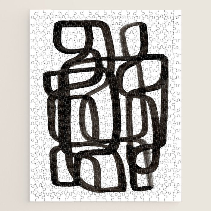'Writing On The Wall' Mid Century Modern Fun Abstract Shapes  Jigsaw Puzzle Gallery Image 1