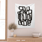'Writing On The Wall' Mid Century Modern Fun Abstract Shapes  Wall Tapestry Gallery Image 2