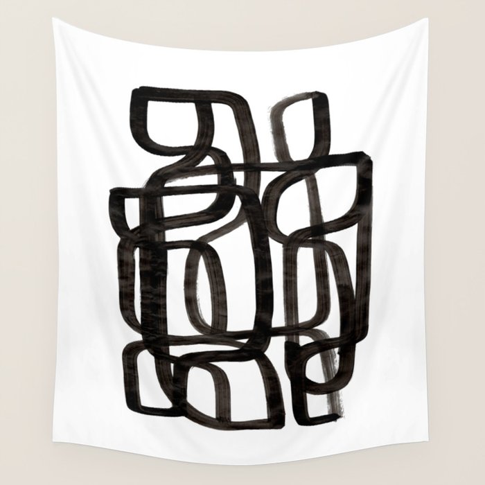 'Writing On The Wall' Mid Century Modern Fun Abstract Shapes  Wall Tapestry Gallery Image 4