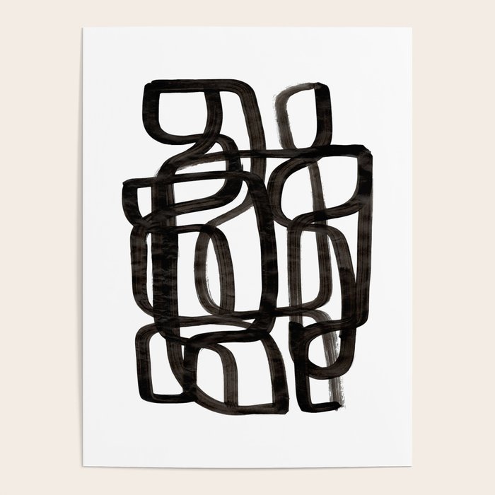 'Writing On The Wall' Mid Century Modern Fun Abstract Shapes  Poster Gallery Image 1