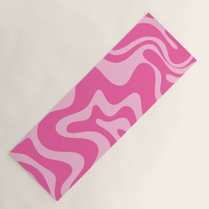 Retro Liquid Swirl Abstract Pattern in Y2K Pink on Pink Yoga Mat Gallery Image 1