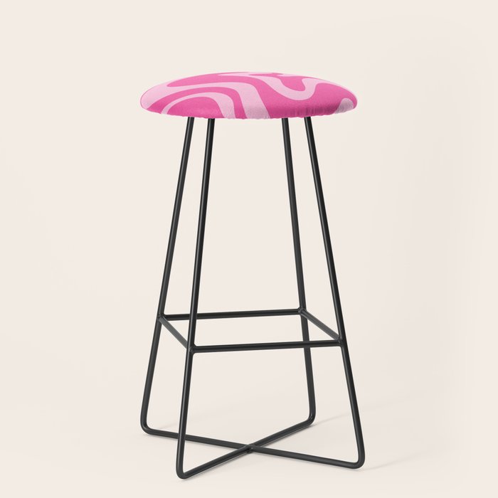 Retro Liquid Swirl Abstract Pattern in Y2K Pink on Pink Stool Gallery Image 1