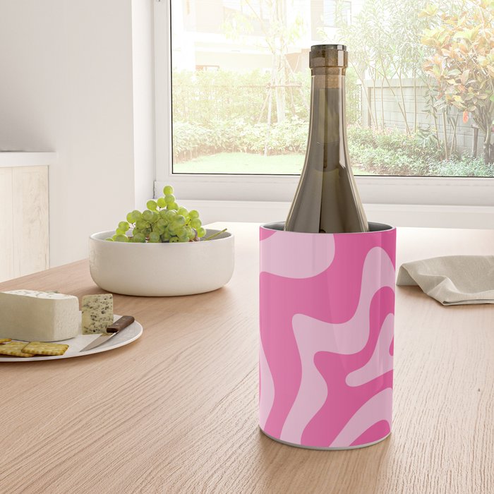 Retro Liquid Swirl Abstract Pattern in Y2K Pink on Pink Wine Chiller Gallery Image 4