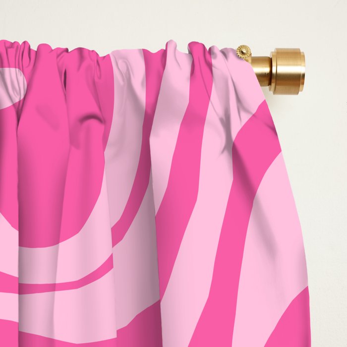 Retro Liquid Swirl Abstract Pattern in Y2K Pink on Pink Window Curtain Gallery Image 2