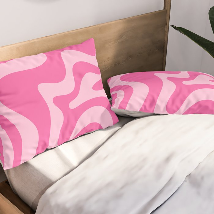 Retro Liquid Swirl Abstract Pattern in Y2K Pink on Pink Pillow Sham Gallery Image 2