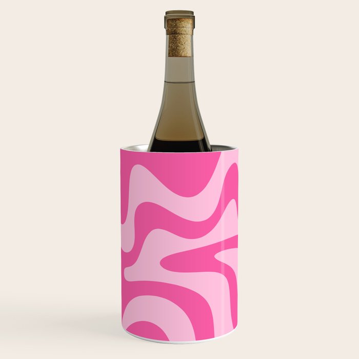 Retro Liquid Swirl Abstract Pattern in Y2K Pink on Pink Wine Chiller Gallery Image 3
