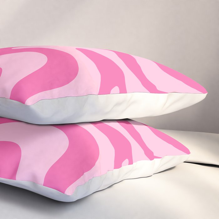 Retro Liquid Swirl Abstract Pattern in Y2K Pink on Pink Pillow Sham Gallery Image 3